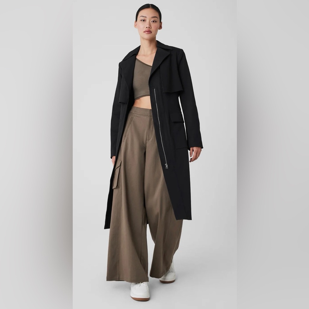 Alo Yoga Formation Black Trench Coat Size Small. - Picture 2 of 8